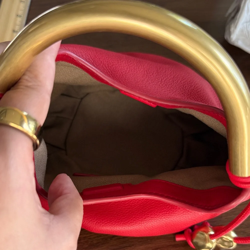 Madewell Red Leather Hobo Bag with Gold Handle - Picture 11 of 11